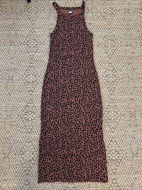 Old Navy Sleeveless Brown & Black Spot Midi Dress
